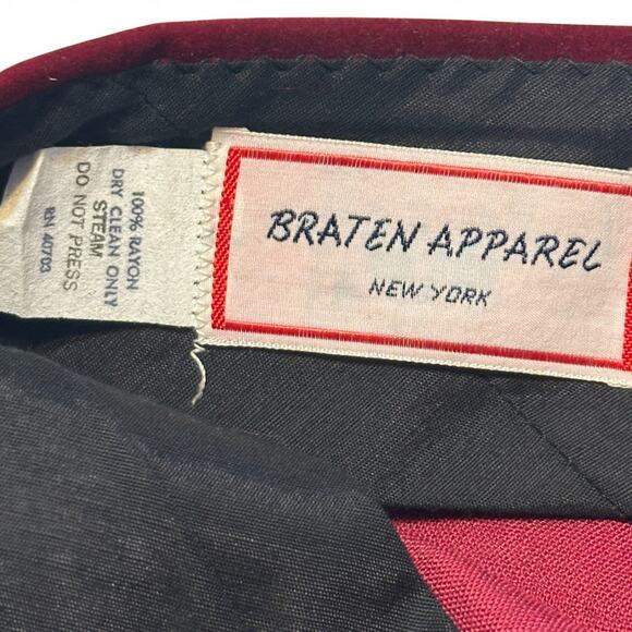 Vintage 70s Braten Velvet Pants 36x32 Burgundy Red NOS Wide Leg Party Retro Glam - Picture 5 of 10
